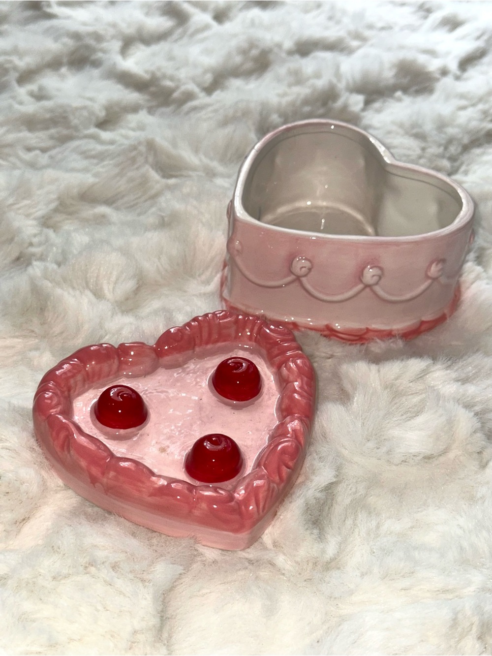 Pink Cake/Heart Trinket Jewelry Storage Box with Lid - Decorative Home Accent